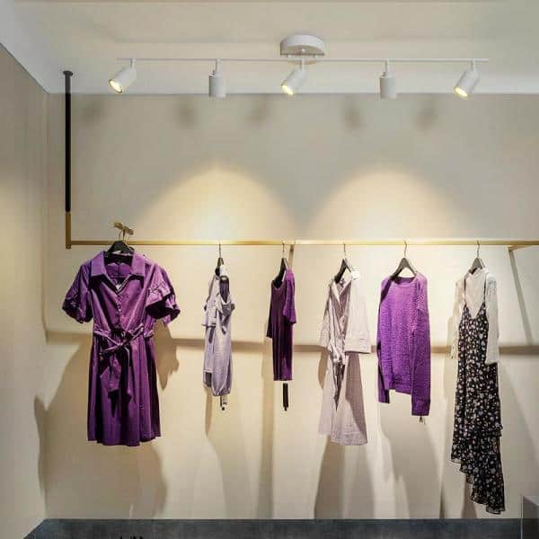 4 ft. 5-Bulb 2450 Lumens Sand White Integrated LED Track Light Kit, Fixed Rail with Rotating Heads, 3000K