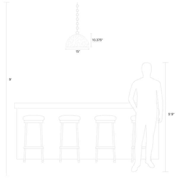 Whare 1-Light Burnished Brass Medium Pendant