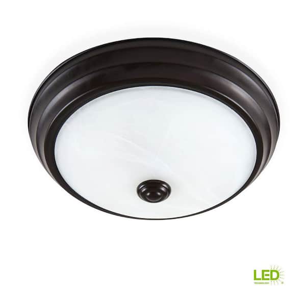 Satin Bronze Dimming LED Flush Mount with Alabaster Glass