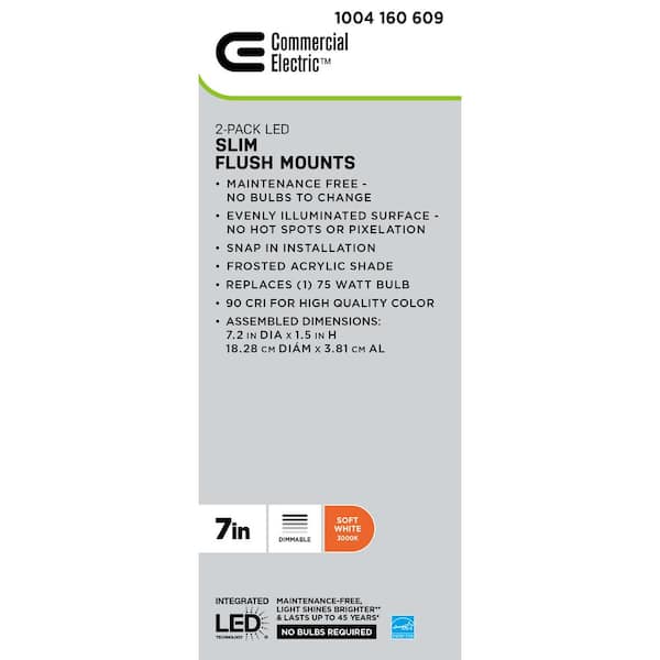 7 in. White LED Flush Mount (2-Pack)