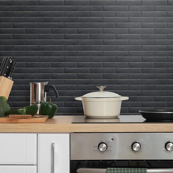 Brooklin Brick Black 2-3/8 in. x 9-1/2 in. Porcelain Floor and Wall Tile (5.78 sq. ft./Case)