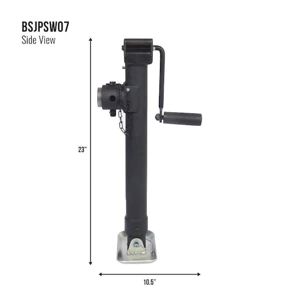 Blackout 5000 lbs. Signature Black Wrinkle Powder Coat Side Wind (Gear Reduction) Pipe Mount Weld Jack 15 in.