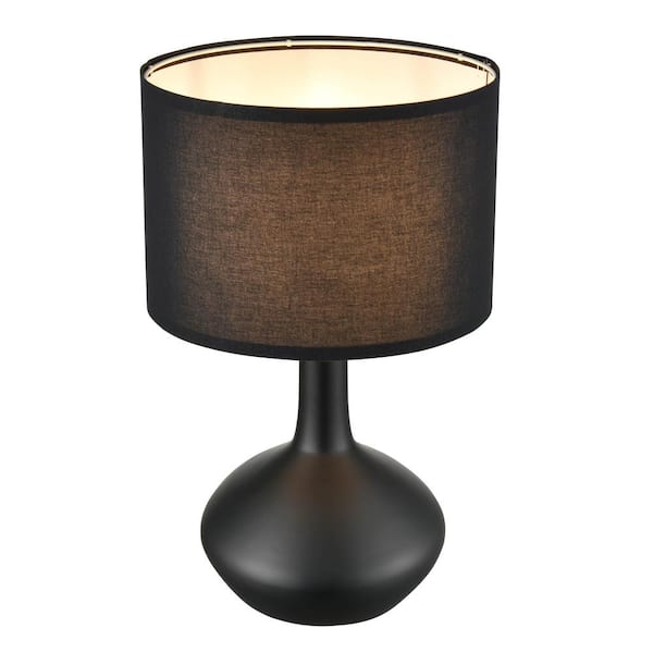 Kurvena 21.6 in. Black Table Lamp with Fabric Shade