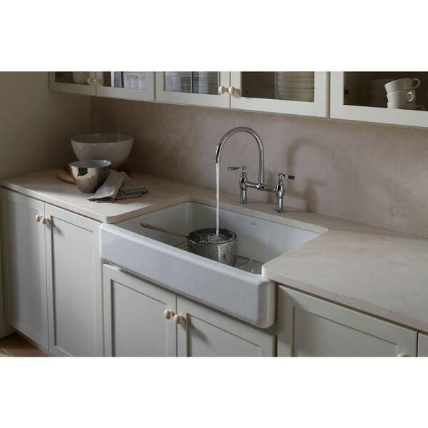 Whitehaven Farmhouse Apron Front Self-Trimming Cast Iron 36 in. Single Bowl Kitchen Sink in White