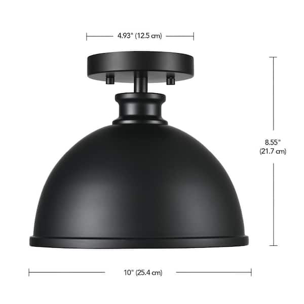 Tallulah 10 in. 1-Light Matte Black Semi-Flush Mount