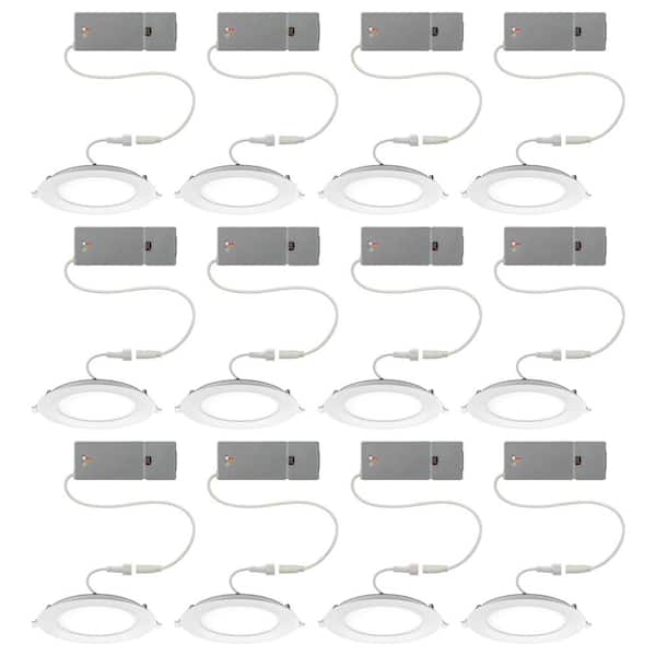 6 in. Adjustable CCT Integrated LED Canless Recessed Light Trim 900 Lumens Kitchen Bathroom Remodel Wet Rated (12-Pack)