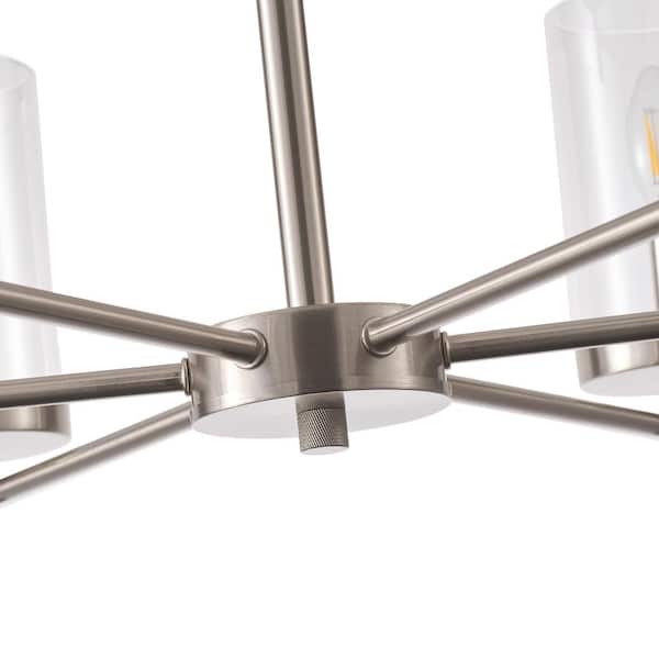 31 in. 9-Light 2-Tier Large Kitchen Island Chandelier Brushed Nickel Farmhouse Ceiling Hanging Fixture