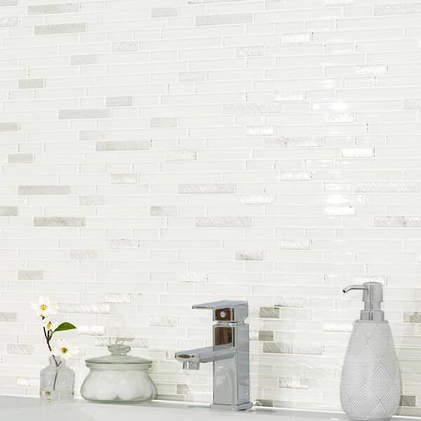 Lucid Sky Interlocking 11.81 in. x 12 in. Textured Glass Metal Look Wall Tile (19.6 sq. ft./Case)