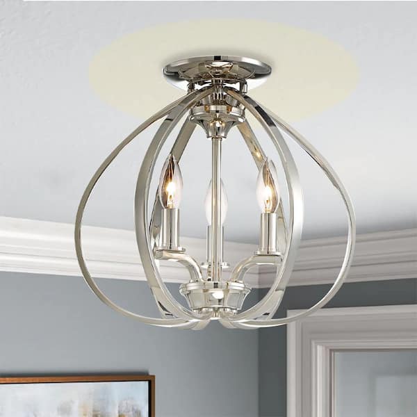 Tilbury 3-Light Polished Nickel Semi Flush Mount
