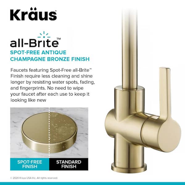 Britt Single Handle Commercial Style Kitchen Faucet in Spot Free Antique Champagne Bronze