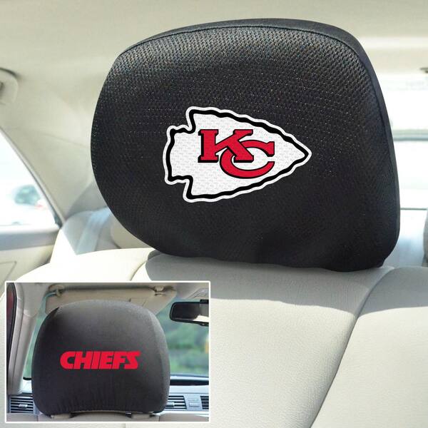NFL 13 in. x 10 in. Universal Size Kansas City Chiefs Embroidered Head Rest Cover Set in Black (2-Piece)