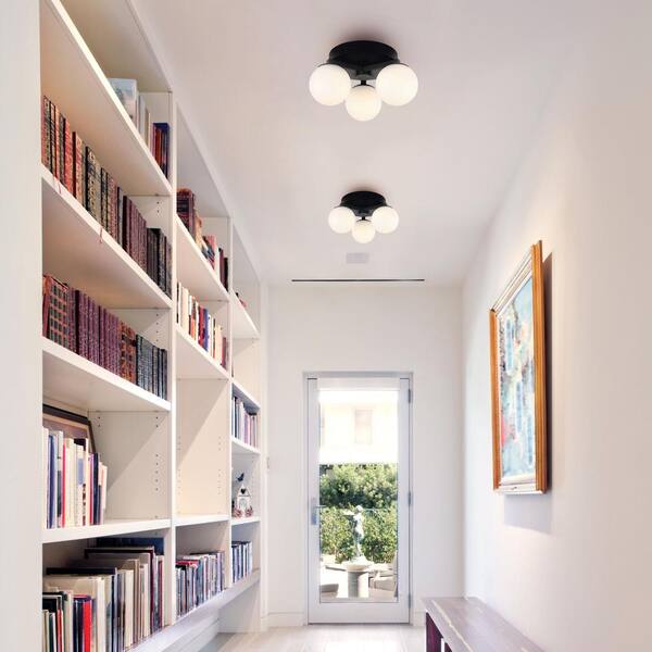 Nylah 11 in. 3-Light Matte Black Integrated LED Flush Mount