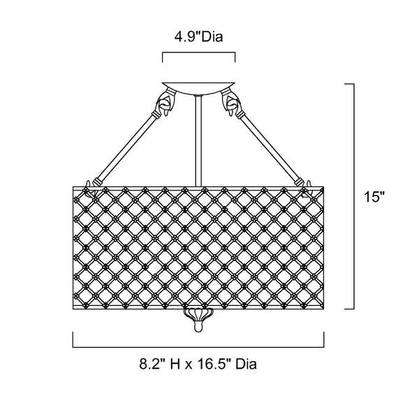 Marya 4-Light Modern Chrome Crystal Semi-Flush Mount Light with Clear Glass Crystal Beaded Drum Shade