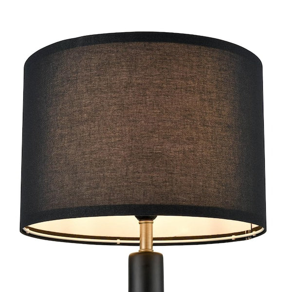 Kurvena 21.6 in. Black Table Lamp with Fabric Shade