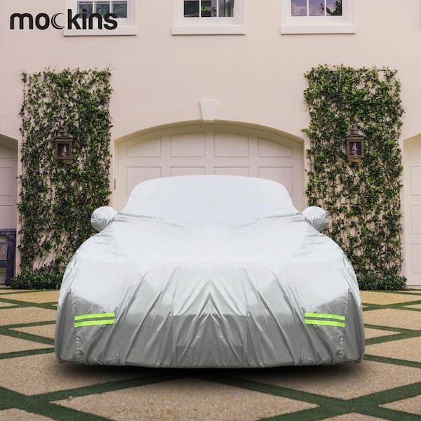 190 in. x 75 in. x 60 in. Heavy-Duty 190T Silver Polyester Waterproof Car Cover