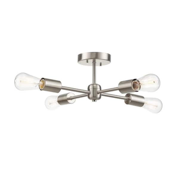 Vane 17 in. 4-Light Brushed Nickel Semi-Flush Mount