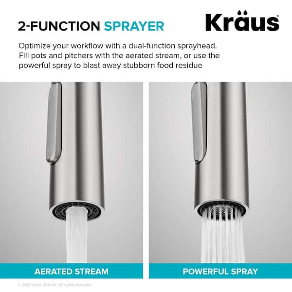 Oletto Single Handle Pull Down Sprayer Kitchen Faucet in Spot Free Stainless Steel