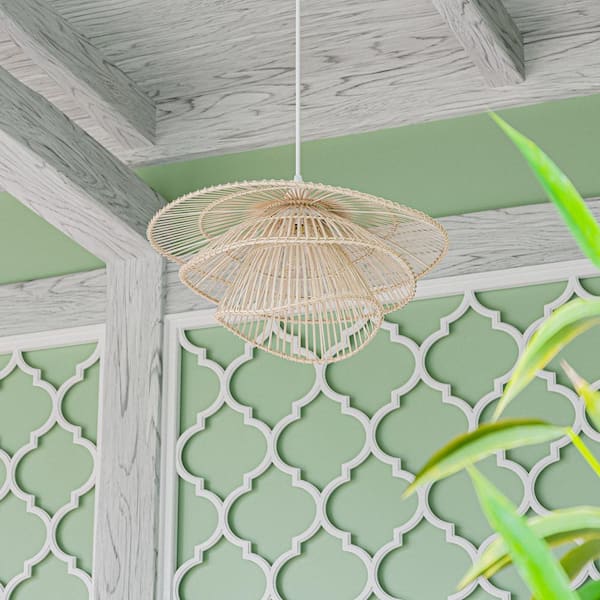 Wilby 1-Light Natural Tiered Pendant Chandelier with Rattan Shade