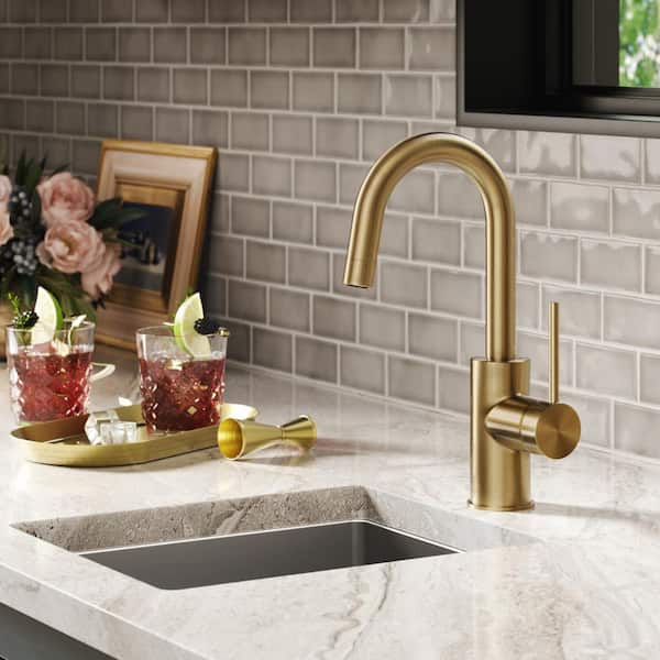Oletto Single Handle Kitchen Bar Faucet in Spot Free Antique Champagne Bronze