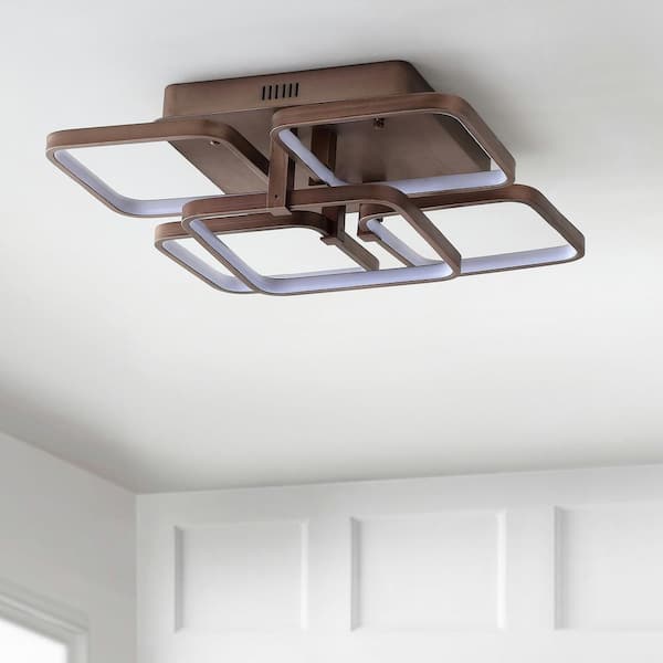 Sebastian 17.5 in. Coffee Integrated LED Metal Flush Mount Ceiling Light