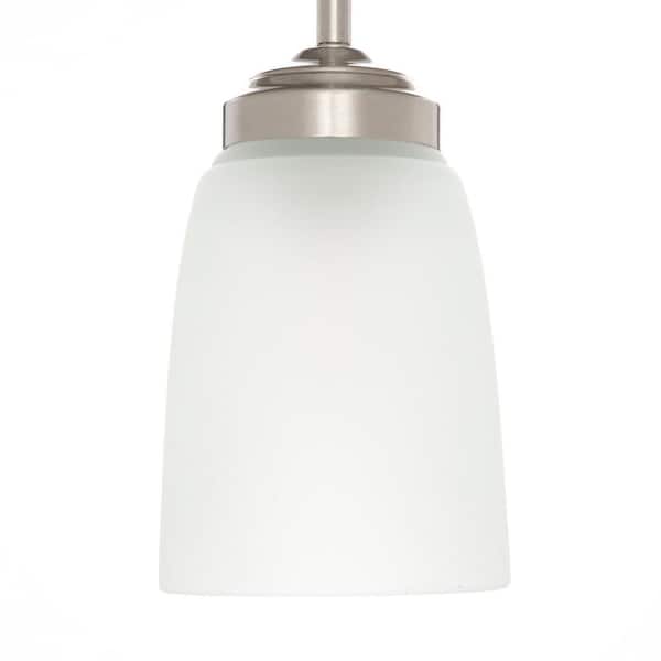 1-Light Brushed Nickel Mini Pendant with Frosted Glass Shade