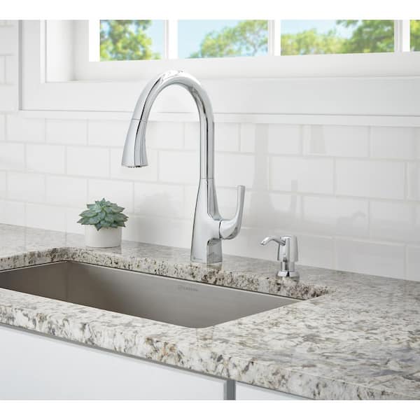 Calandine Single-Handle Pull-Down Sprayer Kitchen Faucet with Soap Dispenser in Chrome