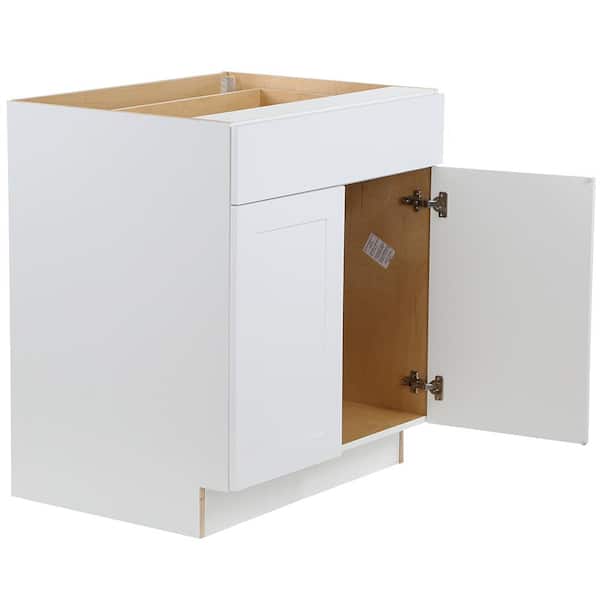 Cambridge White Shaker Assembled Base Kitchen Cabinet with Soft Close Full (30 in. W x 24.5 in. D x 34.5 in. H)