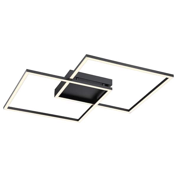 Squared 30.5 in. 1-Light Black LED Flush Mount