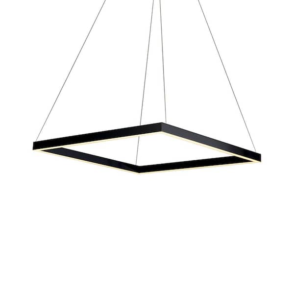 Atria Square 20 in. 38-Watt Black ETL Certified Integrated LED Chandelier Height Adjustable Hanging Pendant Light