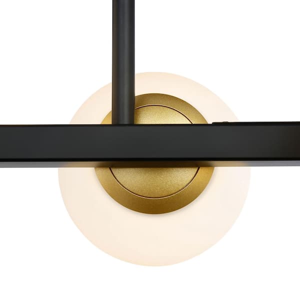 Trieste 8-Light Black Chandelier Island Light with Frosted Glass Shades