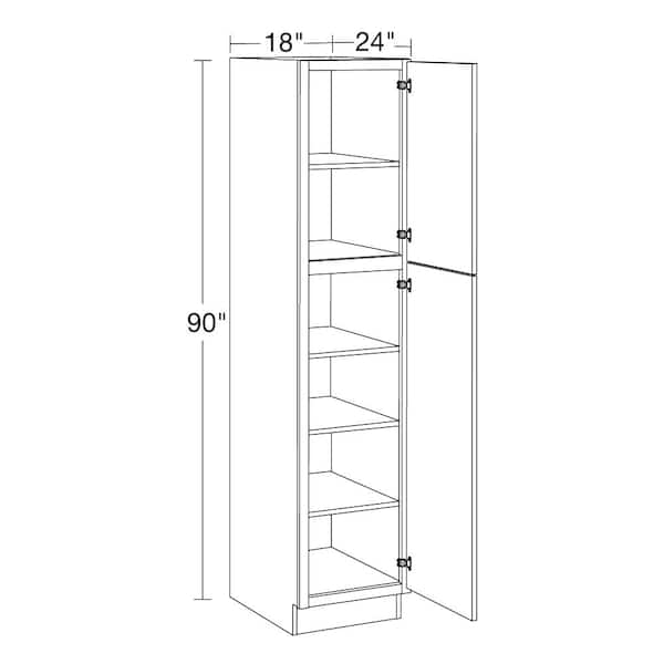 Washington Vessel Blue Plywood Shaker Assembled Utility Pantry Kitchen Cabinet Soft Close 18 in W x 24 in D x 90 in H
