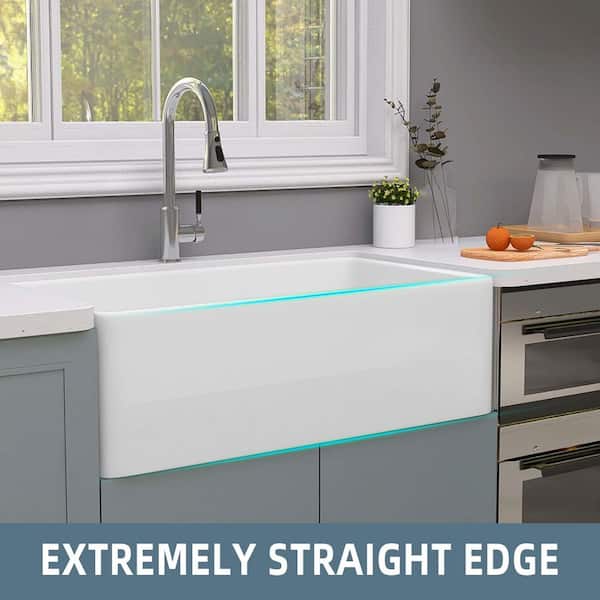 Classico White Fireclay 36 in. Single Bowl Farmhouse Apron Front Kitchen Sink with Bottom Grid and Strainer