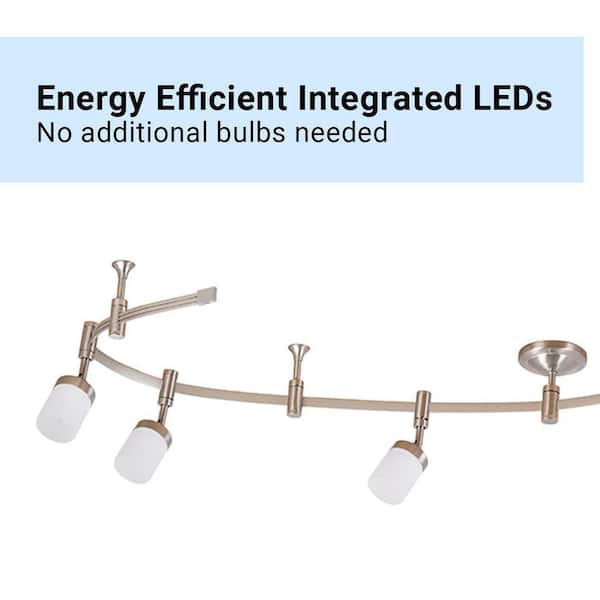 96 in. 6-Light Brushed Nickel Integrated LED Flex Track Lighting Kit