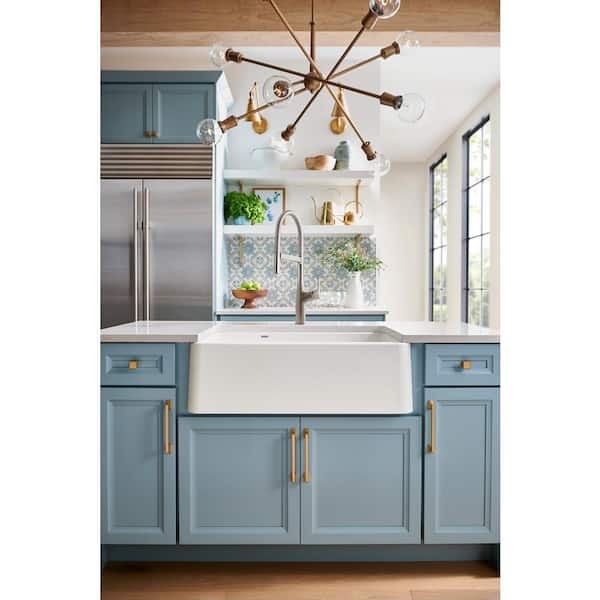 Ikon White Granite 33 in. Double Bowl Farmhouse Apron Kitchen Sink