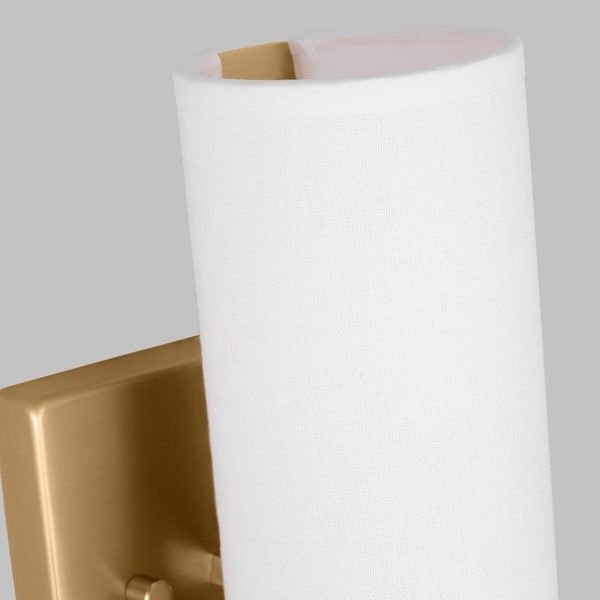 Capalino 2-Light Satin Brass Wall Sconce with White Linen Fabric Shade