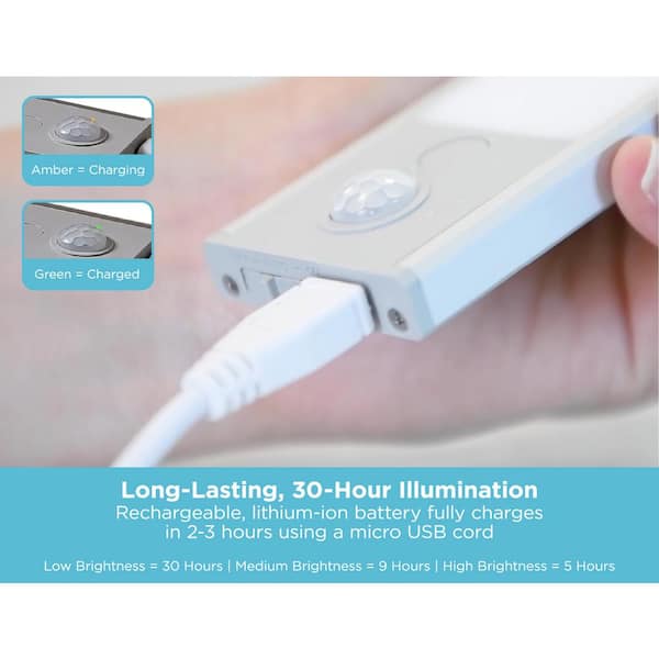 9 in. LED Warm White 2-Bar Rechargeable Under Cabinet Lighting Kit