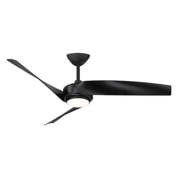 Tudor 56 in. Integrated CCT LED Indoor Matte Black Ceiling Fan with Light and Remote Control