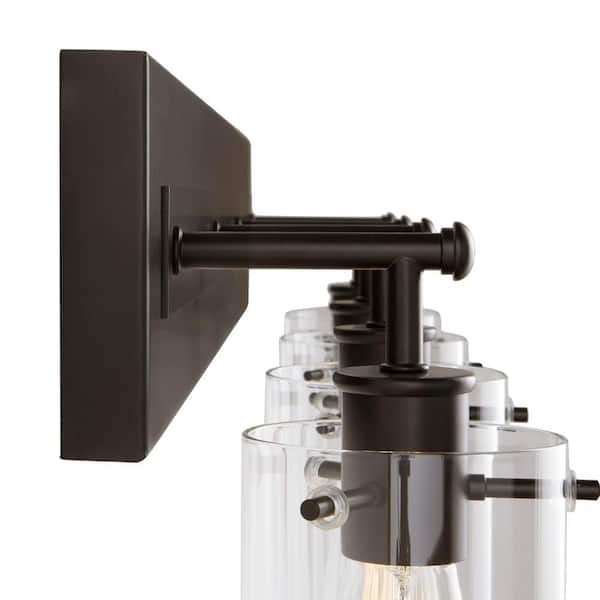 Regan 29.13 in. 4-Light Espresso Bronze Bathroom Vanity Light with Clear Glass Shades