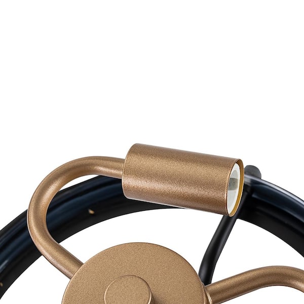 Lumin 11.8 in. 3-Light Black and Brass Semi-Flush Mount with Clear Glass Shade