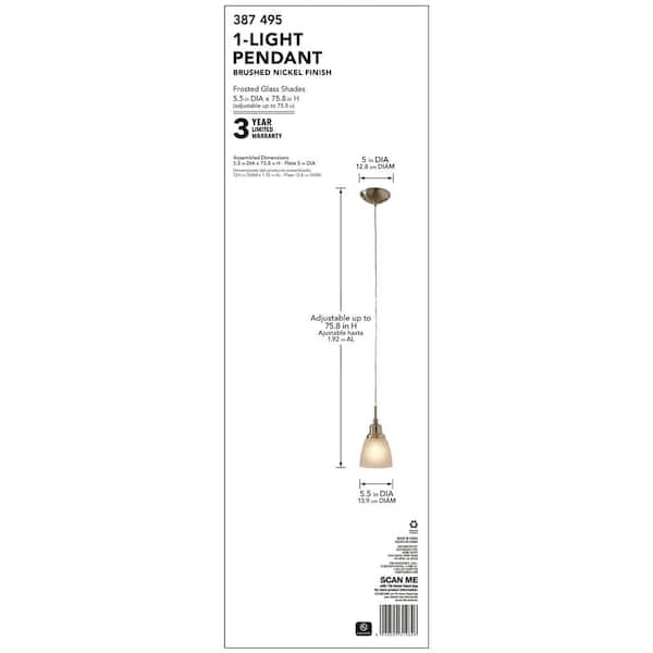 Riverbrook 1-Light Brushed Nickel Mini Pendant with Frosted White Glass Shade (3-Pack)