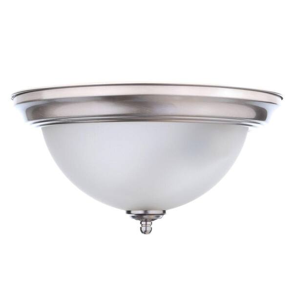 13 in. 2-Light Brushed Nickel Flush Mount (2-Pack)