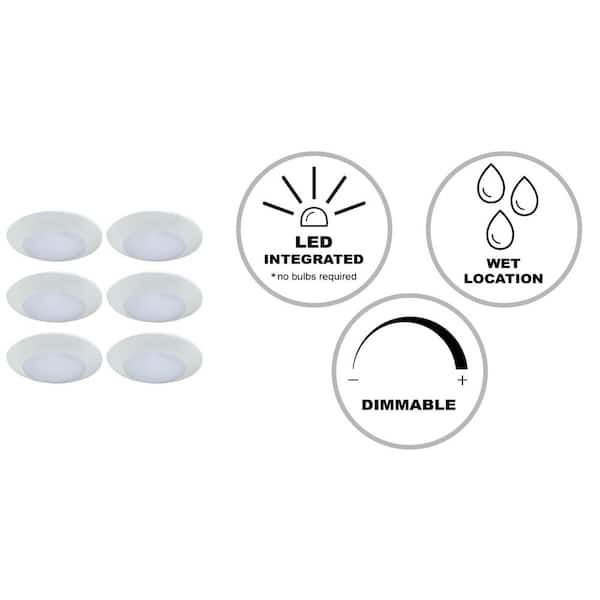 7.5 in. White Integrated LED Miniature Disk Flush Mount Ceiling Light Fixture (6-Pack)