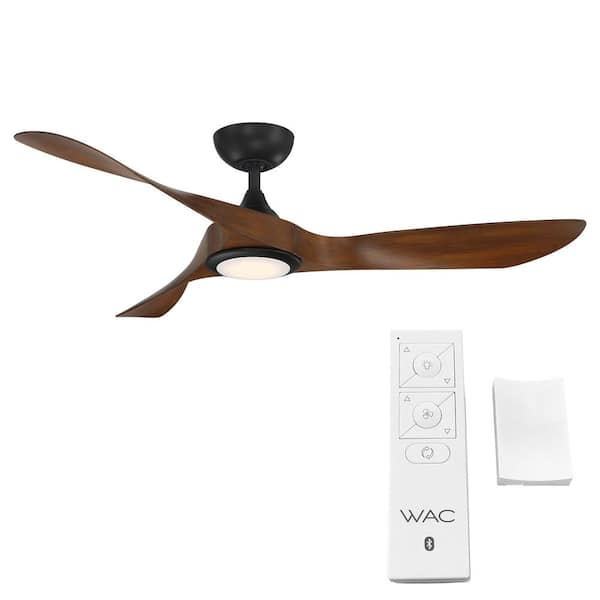 Swirl 54 in. Integrated LED Indoor and Outdoor 3-Blade Smart Ceiling Fan Matte Black Koa with Remote 3000k