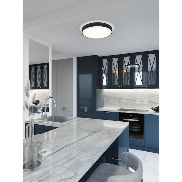 Octavia 19 in. 4-Light Black LED Flush Mount