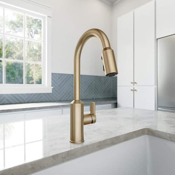 Meena Single-Handle Pull-Down Sprayer Kitchen Faucet with Power Clean and Reflex in Bronzed Gold