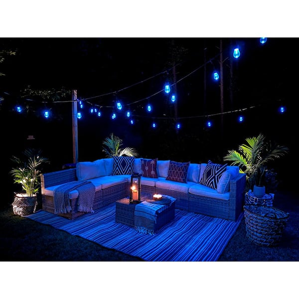 18 Light 36 ft. Black Indoor/Outdoor Plug-in S14 String Light with Smart bulbs(2 Pack)