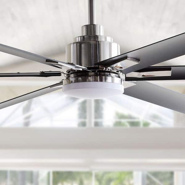 72 in. Modern Integrated LED Brushed Chrome Ceiling Fan with Light and Remote Control