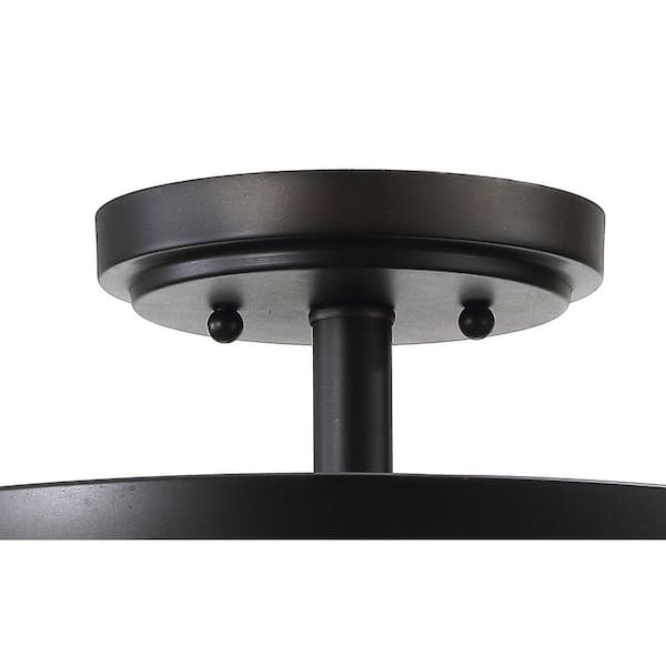 Sylvain 15.5 in. Oil Rubbed Bronze Metal LED Semi-Flush Mount