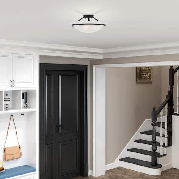 Walcott 3-Light Ceiling Black Incandescent Semi-Flush Mount