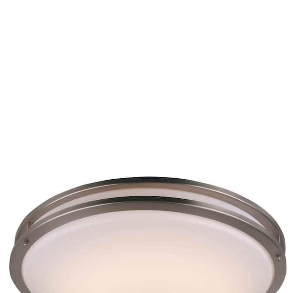 1-Light Integrated LED Flush Mount Ceiling Light in Brushed Nickel
